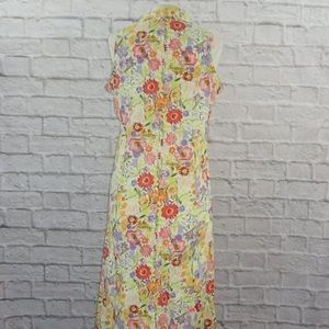 80s Floral Cotton Midi Dress